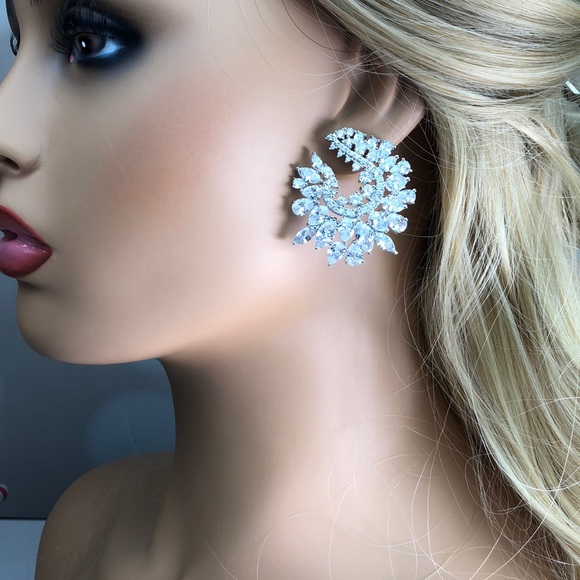 Jewelry - Bridal hoop diamond crystal earrings